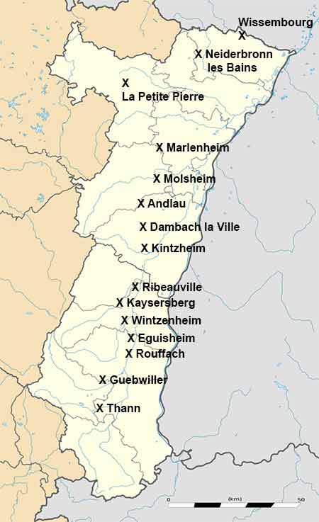 Alsace villages map